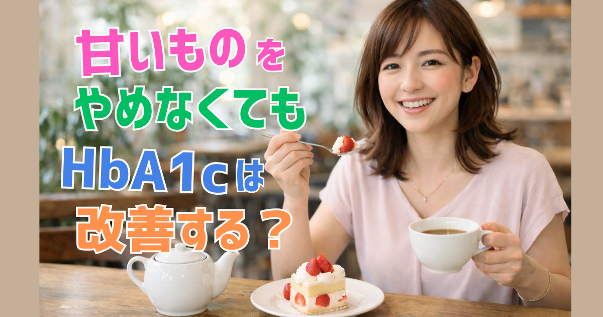 カフェで紅茶を飲みながらケーキを食べる女性