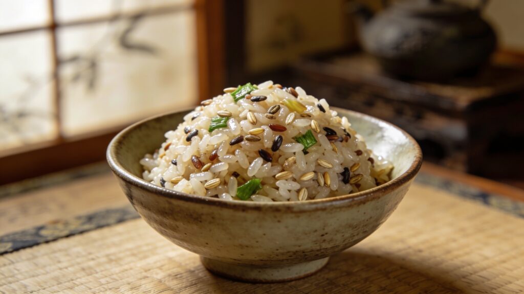 昔の日本人が食べていた雑穀の混ざった半つき米のご飯